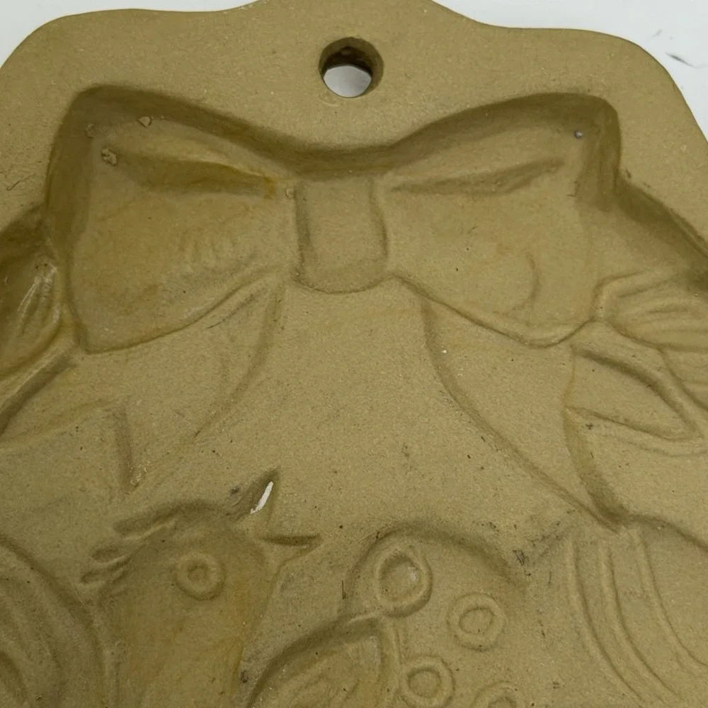 Vintage 1984 Brown Bag Cookie Art Stoneware Easter Basket Egg Bird Cookie Stamp